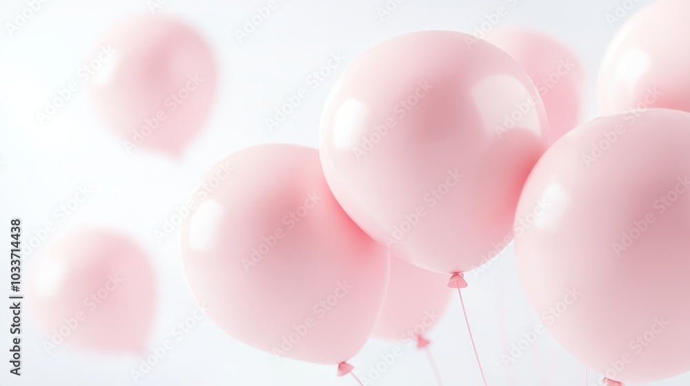 Pink balloons floating in the air, creating a sense of joy and celebration Pink balloons floating in the air, creating a sense of joy and celebration