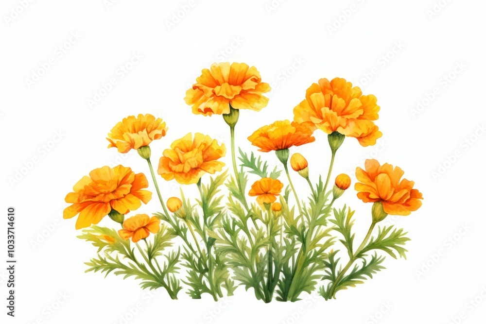 Fototapeta premium Marigold flower garden plant petal herbs.