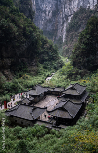 The three natural bridge are a series of natural limestone bridges located in Xiannüshan Town , Wulong District, Chongqing