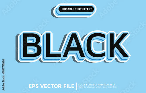 Editable Text Effect with Thick Blue and Black Style