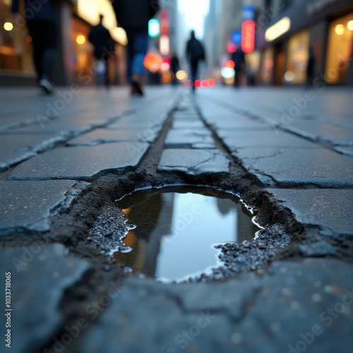 sidewalk with pothole