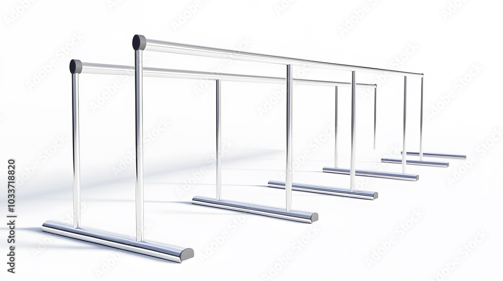 Hurdles, misc. sizes, isolated on white background, side view, banner, 3d illustration. Hurdles, misc. sizes, isolated on white background, side view, banner, 3d illustration.