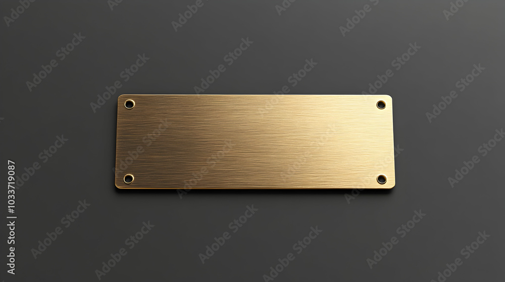 Rectangular gold or brass nameplate mockup with a brushed texture, ready for customization. -