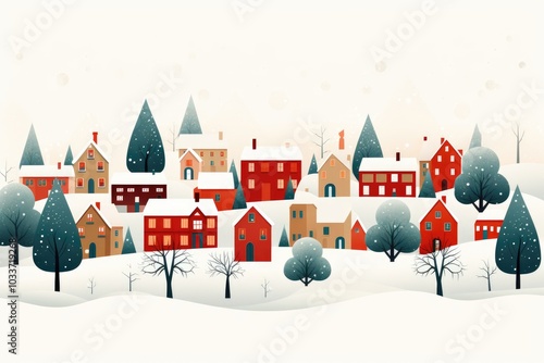 little town in winter at christmas time illustration