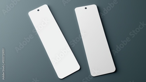 Minimalist bookmark mockup showing a classic, rectangular bookmark in a neutral setting. Great for use in digital or print media presentations, focusing solely on the bookmark design