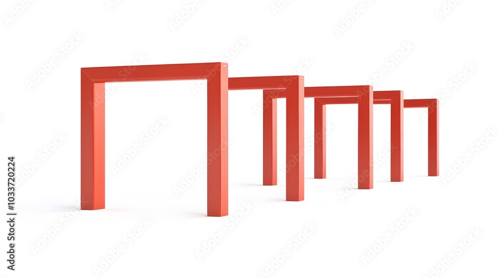 Hurdles, misc. sizes, isolated on white background, side view, banner, 3d illustration. Hurdles, misc. sizes, isolated on white background, side view, banner, 3d illustration.