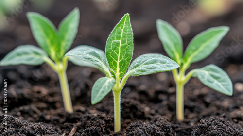 Cucumber seedlings in an organic farm greenhouse, surrounded by nutrient-rich soil and natural sunlight. --chaos