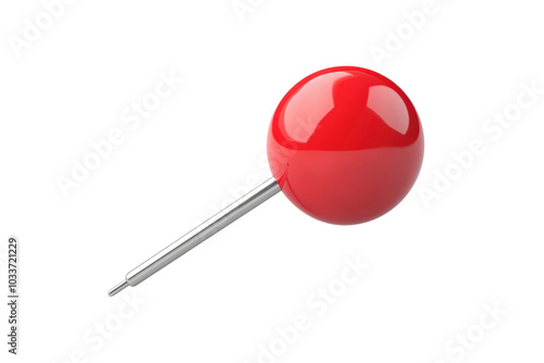 A red pushpin isolated on a transparent background. Perfect for presentations, office, school projects, or digital design purposes.