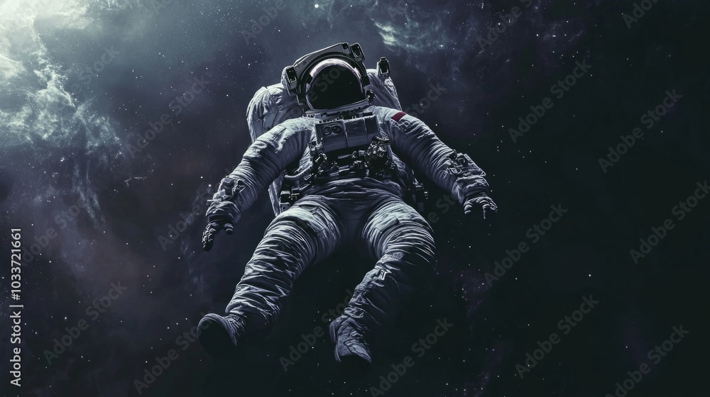 An astronaut lost in space falling and floating adrift An astronaut lost in space falling and floating adrift