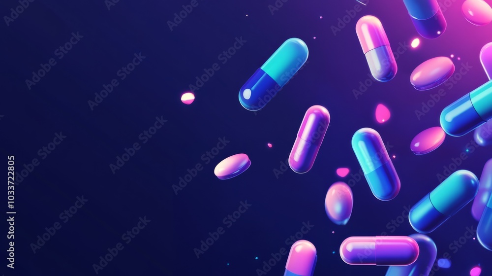 Blue pharmacy capsules concept banner Blue pharmacy capsules concept banner