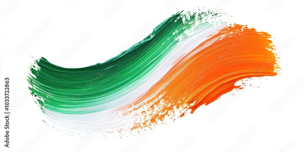 A brush stroke of green, white and orange with a wave pattern A brush stroke of green, white and orange with a wave pattern