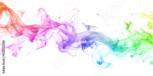  Abstract colorful rainbow smoke isolated on transparent background, PNG. Clipart template 