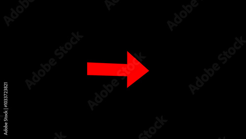 A red arrow pointing to the right on black background. photo