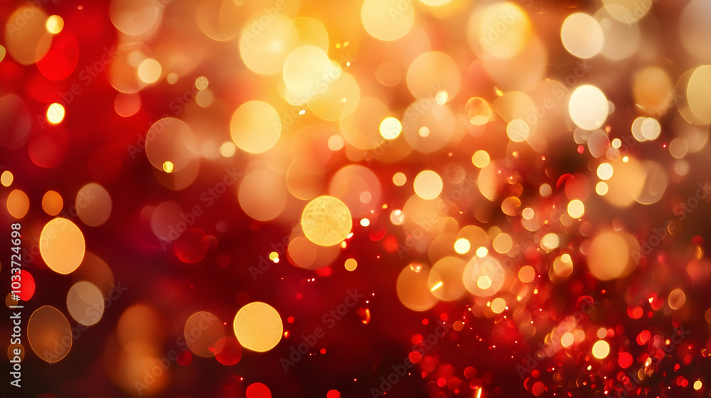Vibrant red and gold bokeh lights creating a holiday atmosphere - Vibrant red and gold bokeh lights creating a holiday atmosphere -