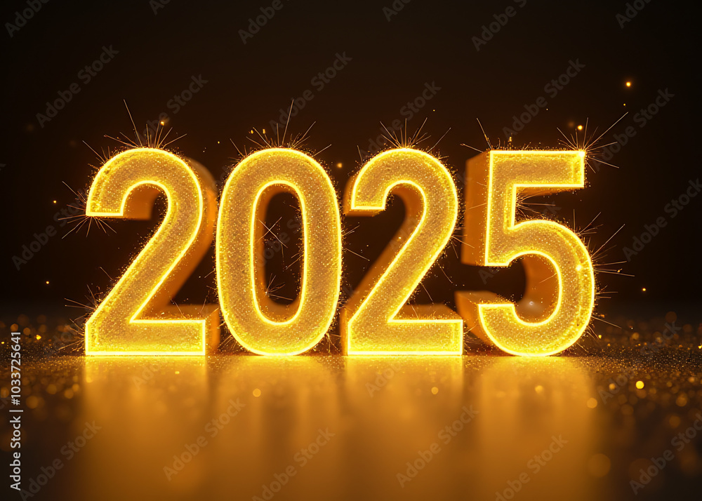 The 2025 Golden Numbers design is an artistic representation of the upcoming year's celebration with a touch of sparkle. The 2025 Golden Numbers design is an artistic representation of the upcoming year's celebration with a touch of sparkle.