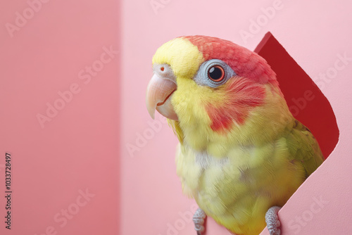 Colorful Parrot on Pink Background