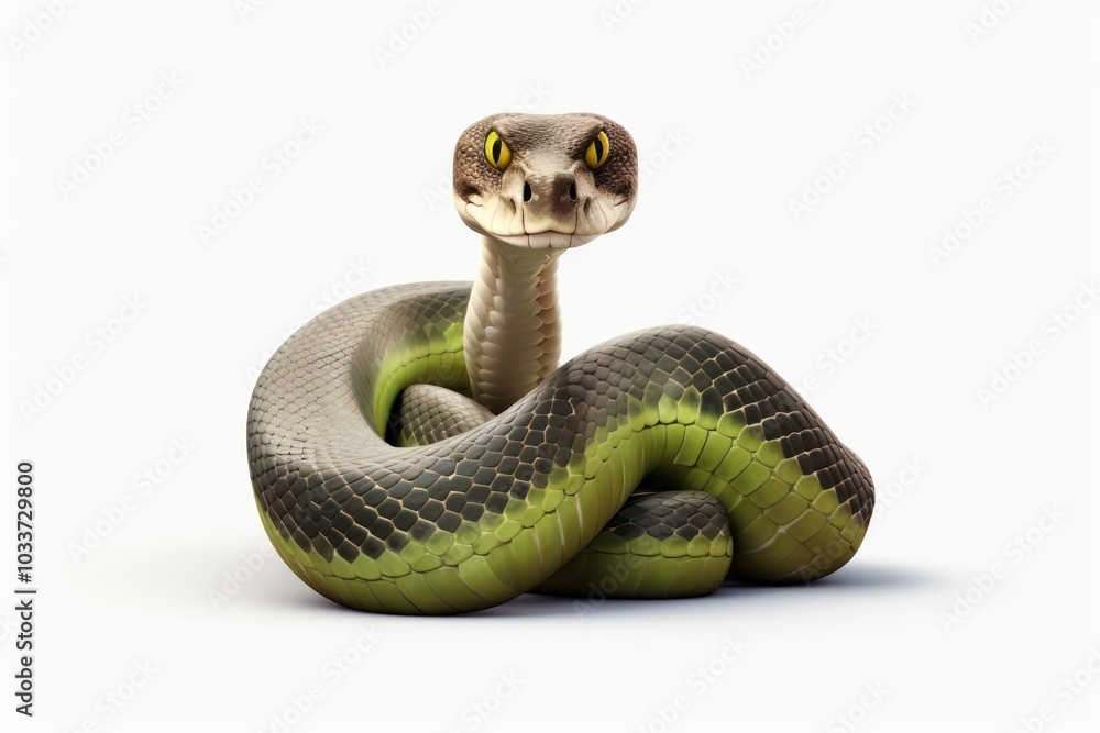 Fototapeta premium Anaconda 3d cartoon realistic reptile animal snake.