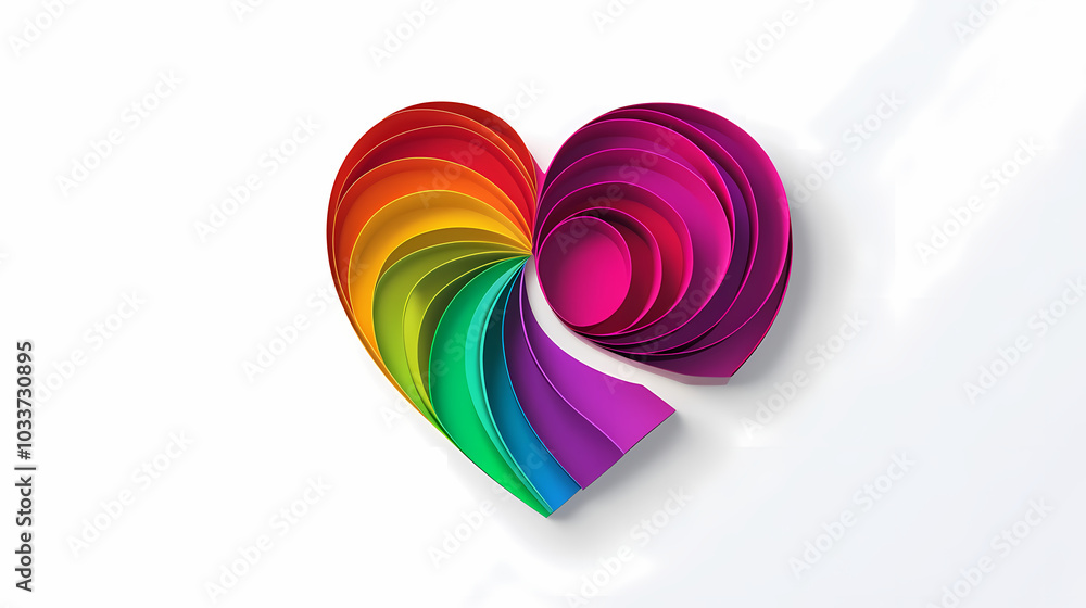 Obraz premium heart rainbow colors logo 3d vector papercut
