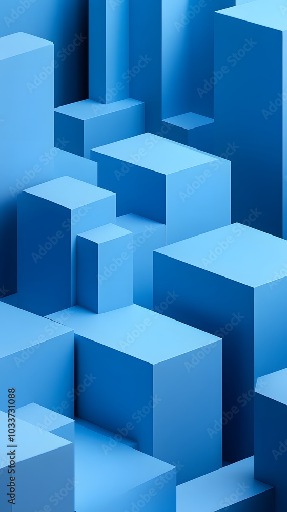Blue background with 3D blocks in shades of blue, creating an abstract and modern design for digital or technology-themed designs Blue background with 3D blocks in shades of blue, creating an abstract and modern design for digital or technology-themed designs