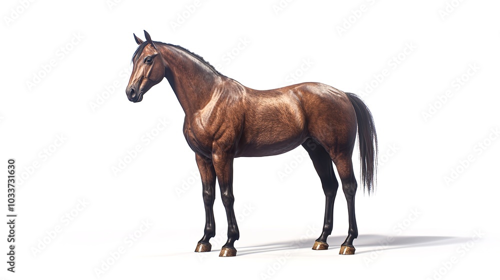 Brown horse standing isolated on white background Brown horse standing isolated on white background