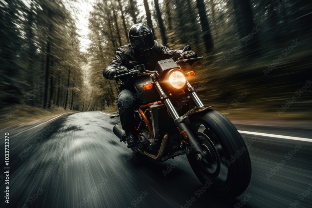 Fototapeta premium Riding speedy motorcycle vehicle helmet wheel.