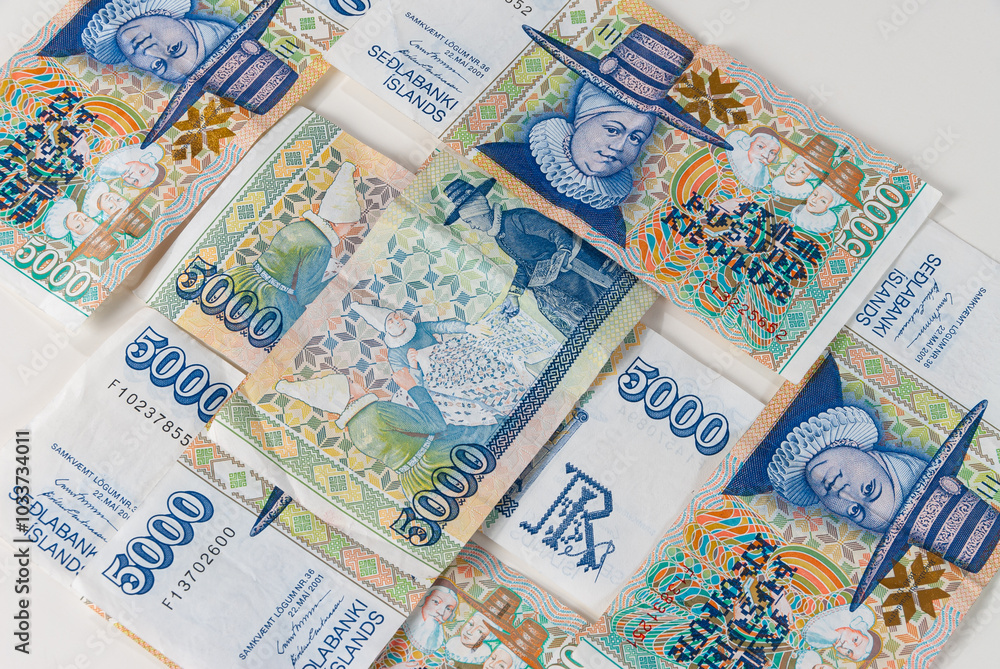 Obraz premium Icelandic banknotes, money, krona, 