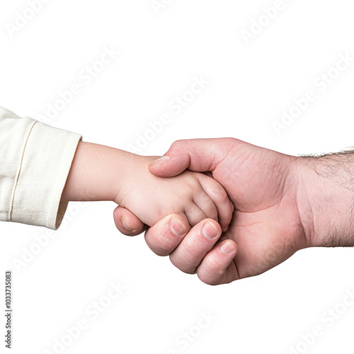 A close-up of an adult hand holding a child's hand, symbolizing connection and trust.