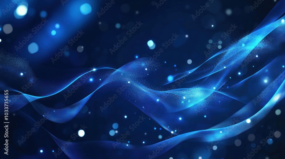 Obraz premium Abstract Blue Wave with Glowing Lights