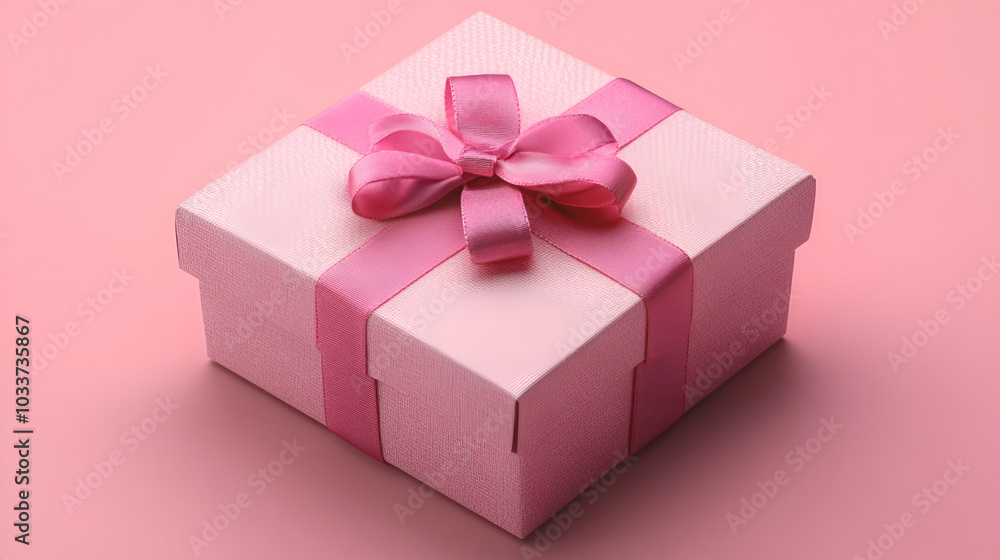 Obraz premium Christmas gifts, gift box with ribbon, pink shades, trendy color , Pink gift box with pink bow , an open gift box with a bow on top , beautiful pink gift box 
