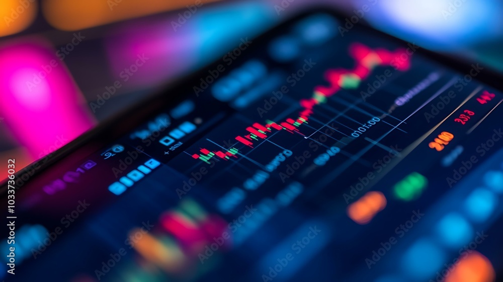 A close-up of a stock trading app on a smartphone, showing buy and sell options A close-up of a stock trading app on a smartphone, showing buy and sell options