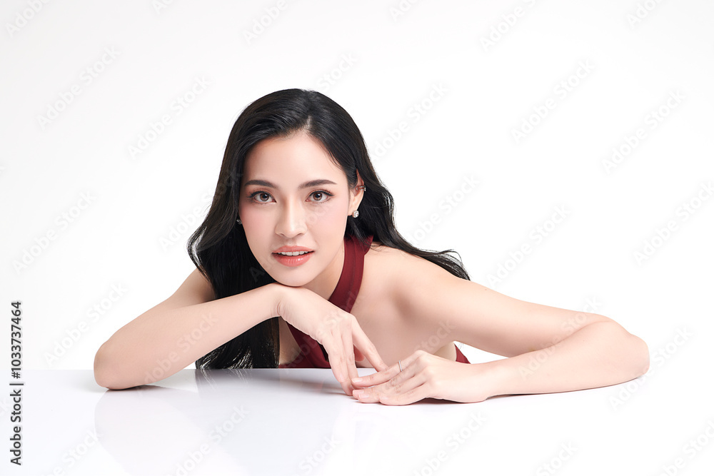 Beautiful young asian woman with clean fresh skin on white background, Face care, Facial treatment, Cosmetology, beauty and spa, Asian women portrait. Beautiful young asian woman with clean fresh skin on white background, Face care, Facial treatment, Cosmetology, beauty and spa, Asian women portrait.