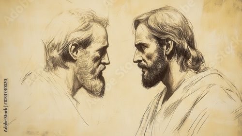 Disciple Peter s Profound Confession of Christ s Divinity   A Powerful Moment of Religious Devotion and Spiritual Awakening Captured in a Symbolic Portrait photo