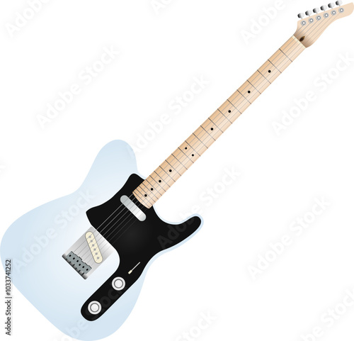 A vector of Slim 6 Strings Single Cut Electric Guitar with Pickguard, 2 Single Coil Pickups, a 3-ways Selector, 1 Volumes, and 1 Tones.