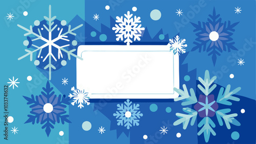 Christmas holiday frame with snowflakes for Christmas cards, greetings or social media posts.Vector flat illustration