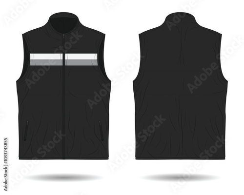Black zipper vest mockup front and back view