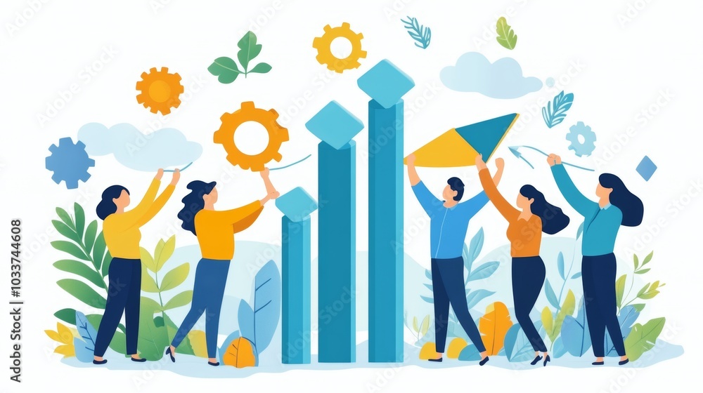 Teamwork and Business Growth People Working Together to Achieve Goals Teamwork and Business Growth People Working Together to Achieve Goals