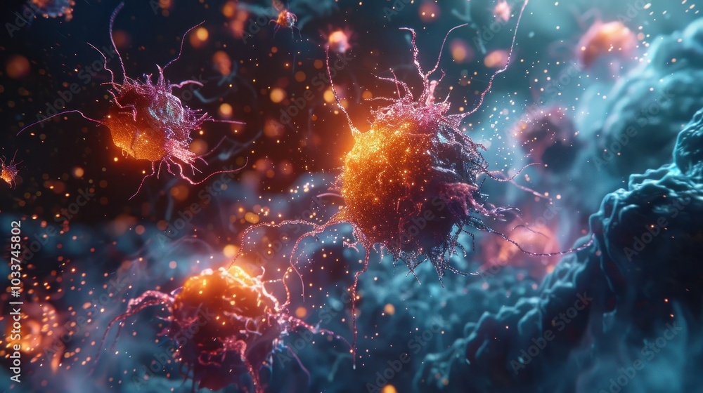 Captivating abstract image depicting a powerful explosion of fiery cosmic energy with dynamic bursts of luminous particles and vibrant digital illumination Captivating abstract image depicting a powerful explosion of fiery cosmic energy with dynamic bursts of luminous particles and vibrant digital illumination