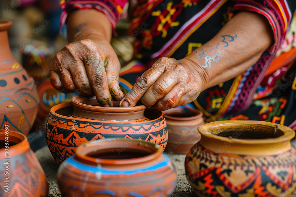 South American Artisans Crafting Traditional Pottery South American Artisans Crafting Traditional Pottery