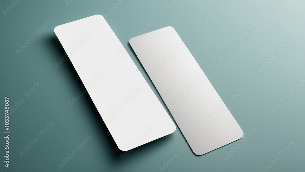 Minimalist bookmark mockup showing a classic, rectangular bookmark in a neutral setting. Great for use in digital or print media presentations, focusing solely on the bookmark design Minimalist bookmark mockup showing a classic, rectangular bookmark in a neutral setting. Great for use in digital or print media presentations, focusing solely on the bookmark design