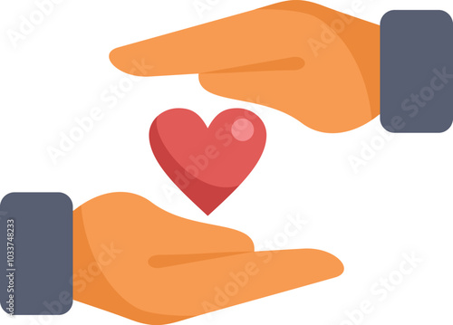 This flat vector illustration shows the concept of health insurance or charity