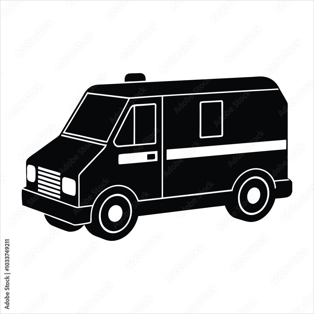 Naklejka premium 02..Ambulances silhouette vector for line art, clipart, and cartoon designs. Ideal for graphic design and digital art.