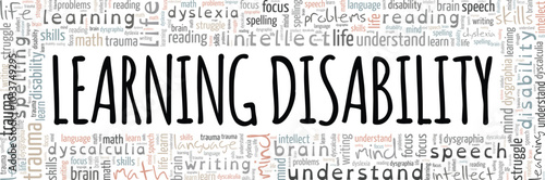 Learning Disability word cloud conceptual design isolated on white background.