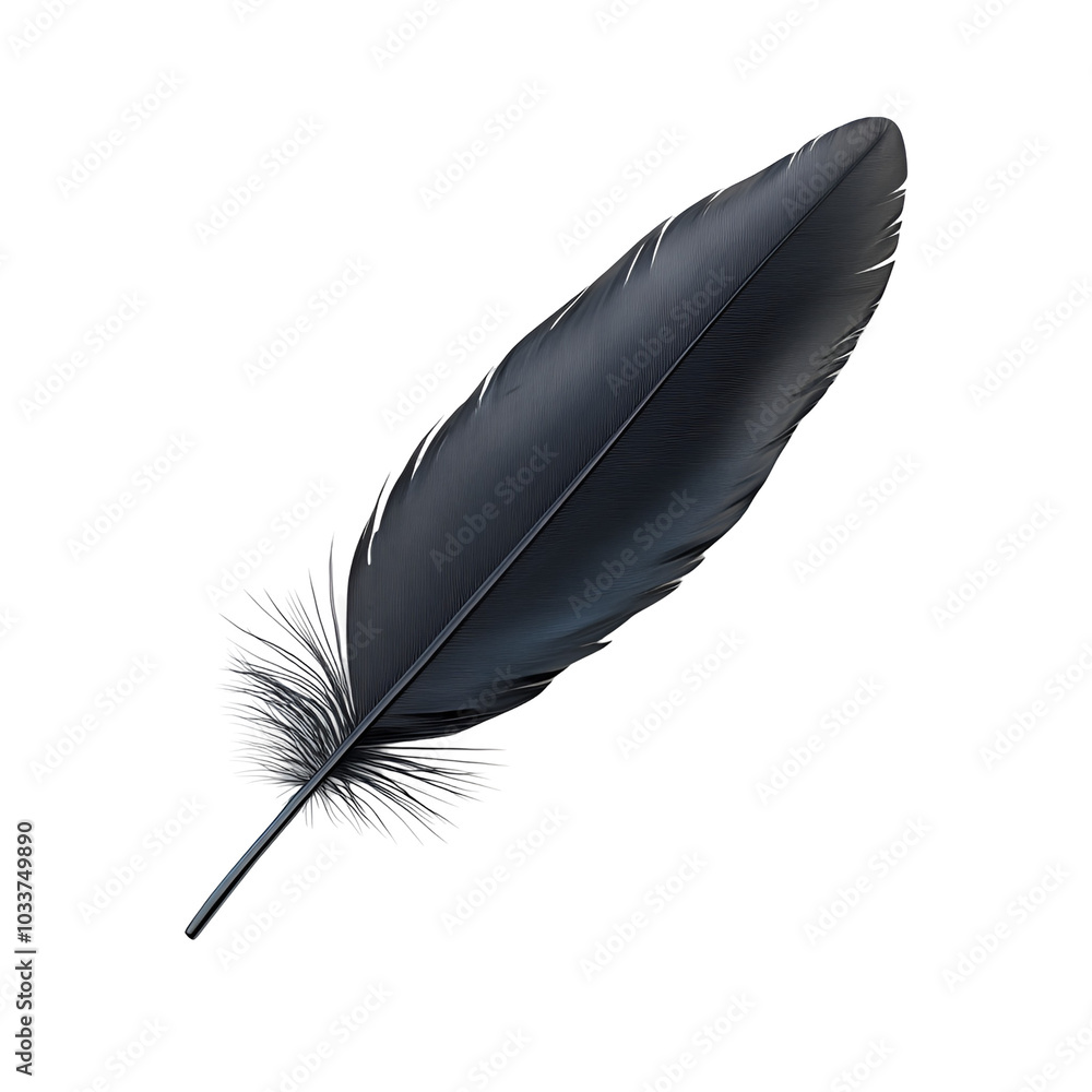 Single Black Feather Isolated On Black Background Single Black Feather Isolated On Black Background