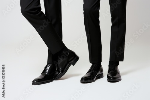 Men wearing shoes footwear pants adult. photo