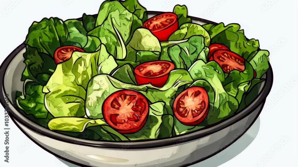 A bowl of fresh salad with lettuce and tomato slices A bowl of fresh salad with lettuce and tomato slices