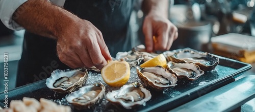 Chef Preparing Oysters