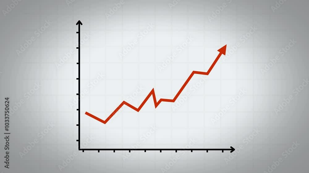 Red arrow rising on business growth chart, Animation of financial success and profit concept Red arrow rising on business growth chart, Animation of financial success and profit concept