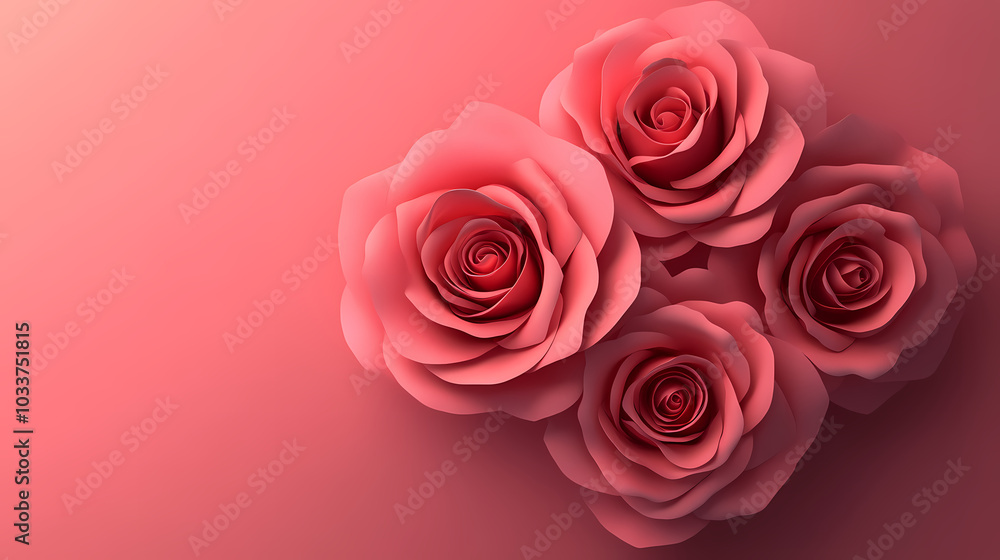 Roses Flower logo 3d vector papercut Roses Flower logo 3d vector papercut