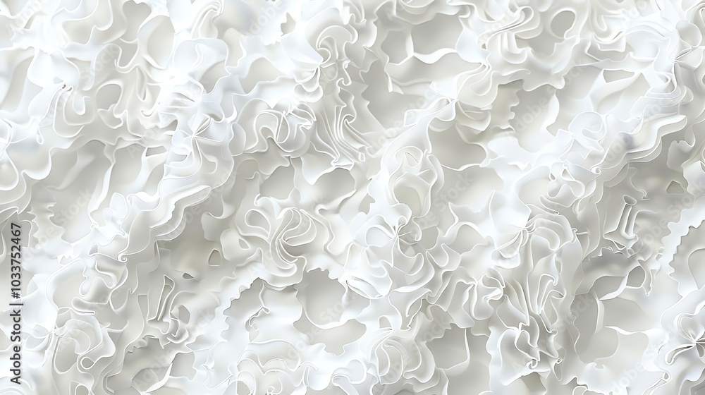 A close up of white textured fabric with a swirly design. A close up of white textured fabric with a swirly design.