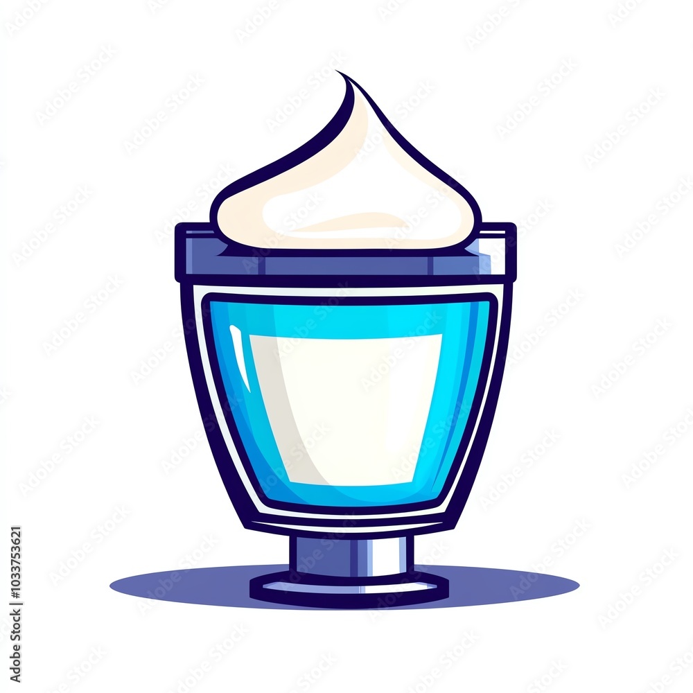 A stylized dessert cup filled with creamy white topping and a blue base, evoking a sweet and refreshing treat. A stylized dessert cup filled with creamy white topping and a blue base, evoking a sweet and refreshing treat.